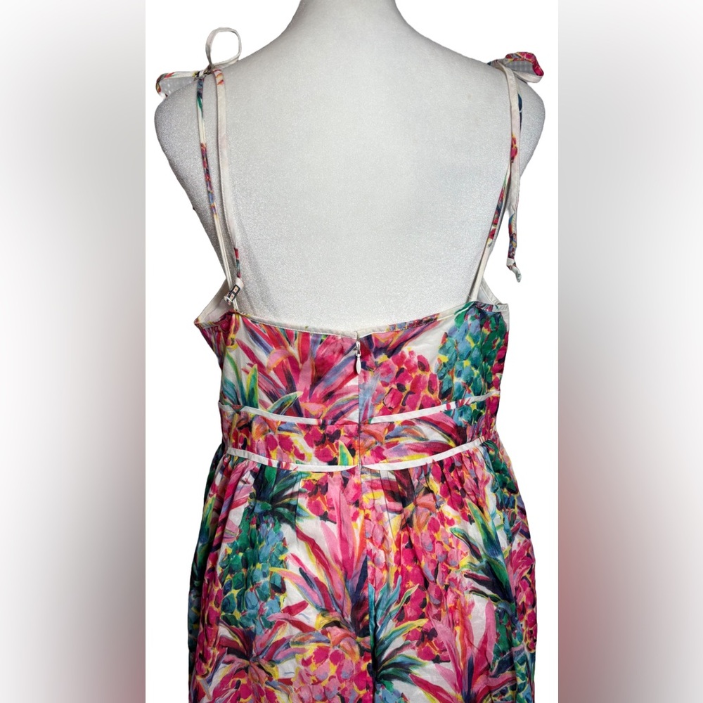 J Crew 10 Pink & White Ratti Pineapple Print Lined Cotton Sundress - Picture 6 of 11